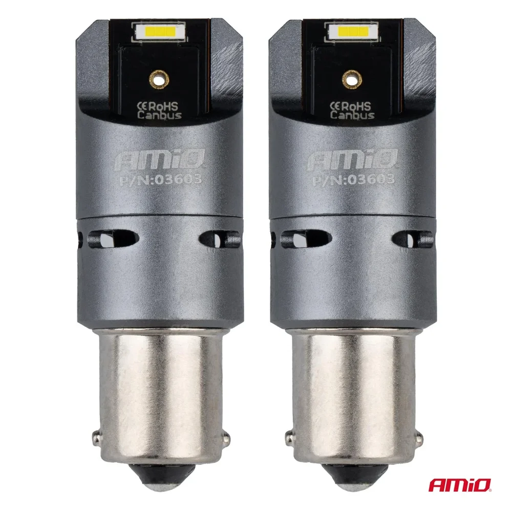 LED žárovky FULL CANBUS PRO BA15S P21W 2x1860SMD bílé 12V 24V AMIO-03603 - Obrázek 2
