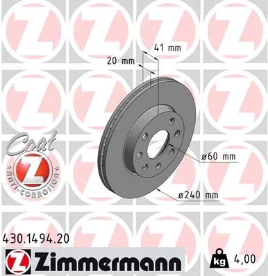 Brzdový kotouč ZIMMERMANN 430.1494.20