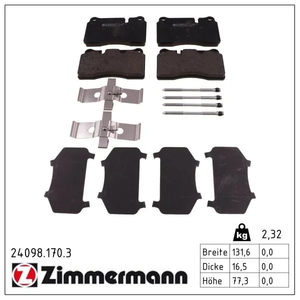Sada brzdových destiček, kotoučová brzda ZIMMERMANN 24098.170.3