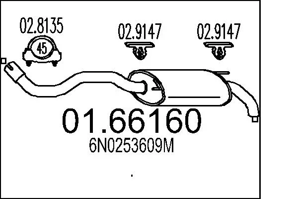 Zadni tlumic vyfuku MTS 01.66160 – OE 6N0253609M