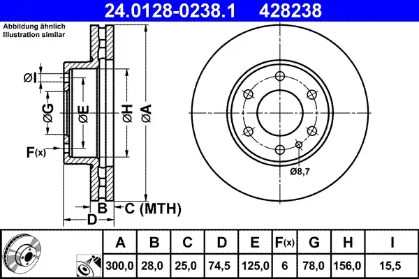 Brzdový kotouč ATE 24.0128-0238.1