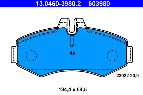 Sada brzdových destiček, kotoučová brzda ATE 13.0460-3980.2