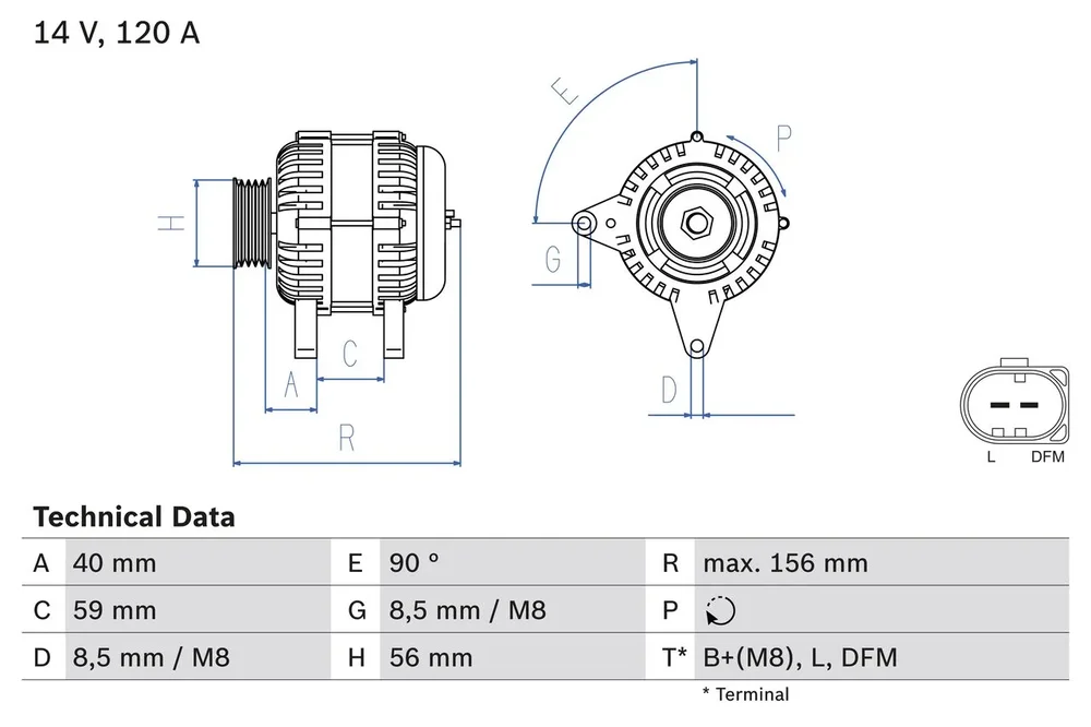 BO 0986041860 Alternátor BOSCH-výměnný díl