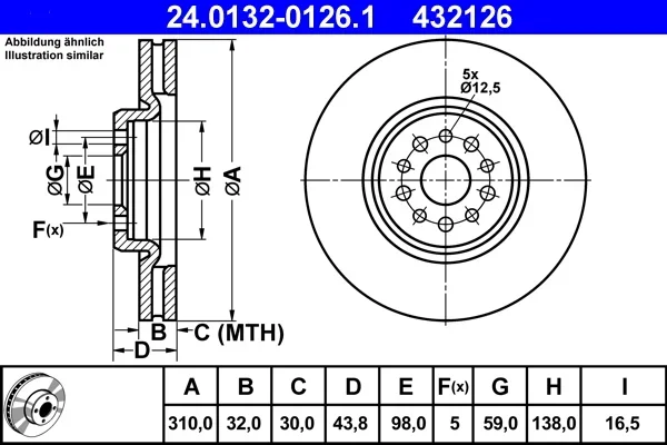 Brzdový kotouč ATE 24.0132-0126.1