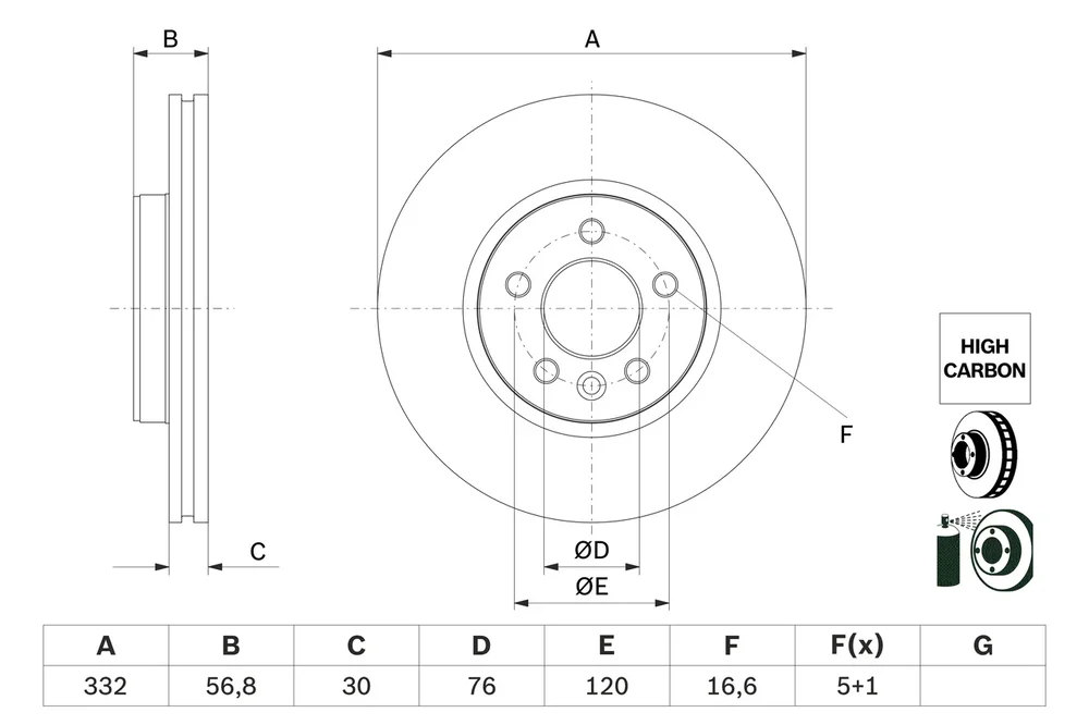 Brzdový kotouč BOSCH 0986479F04 – OE 2H6615301