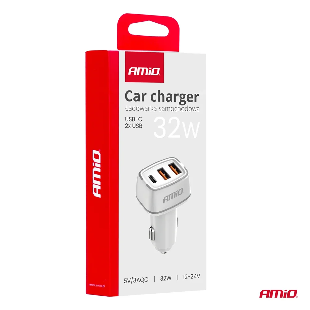Nabíječka do auta 2x USB-A + USB-C 32W 12/24V AMiO-03890 - Obrázek 5