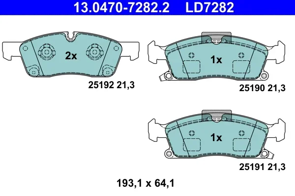 Sada brzdových destiček, kotoučová brzda ATE 13.0470-7282.2