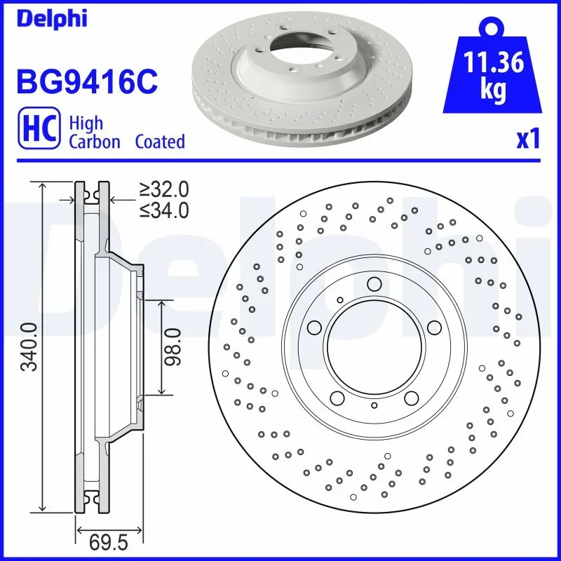 Brzdový kotouč DELPHI BG9416C – OE 99135140401