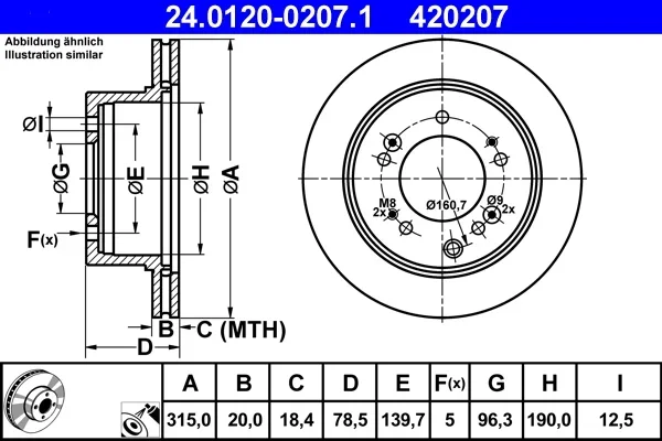 Brzdový kotouč ATE 24.0120-0207.1 – OE 58411-3E500