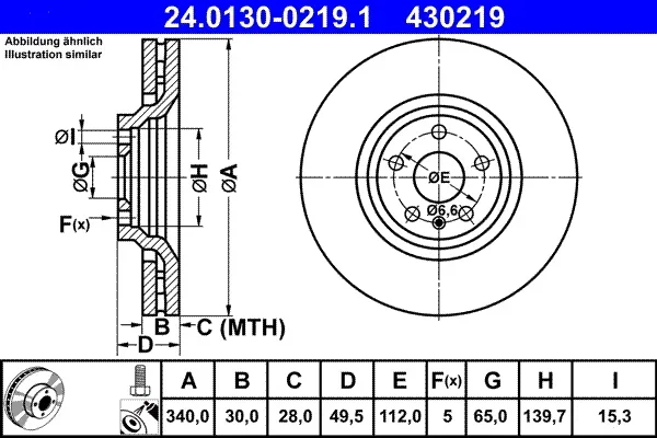 Brzdový kotouč ATE 24.0130-0219.1