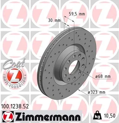 Brzdový kotouč ZIMMERMANN 100.1238.52 – OE 4D0615301A