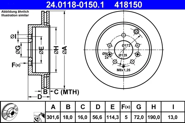 Brzdový kotouč ATE 24.0118-0150.1