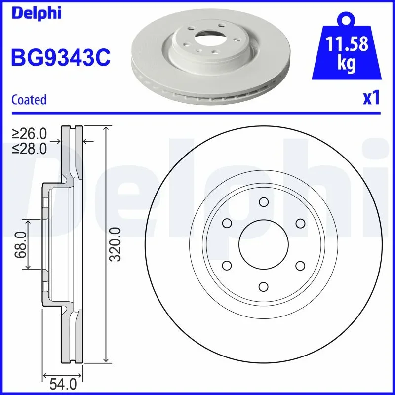 Brzdový kotouč DELPHI BG9343C