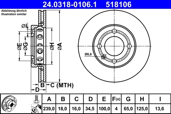 Brzdový kotouč ATE 24.0318-0106.1