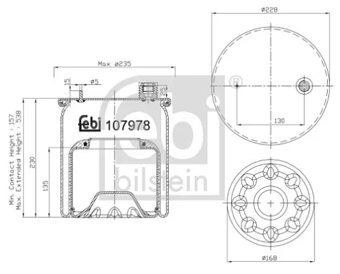 Mech, pneumatické odpružení FEBI BILSTEIN 107978 Mech, pneumatické odpružení FEBI BILSTEIN 107978