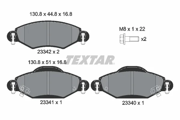 Sada brzdových destiček, kotoučová brzda TEXTAR 2334001