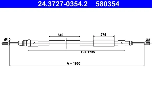 Tazne lanko, parkovaci brzda ATE 24.3727-0354.2 – OE 4745Z6
