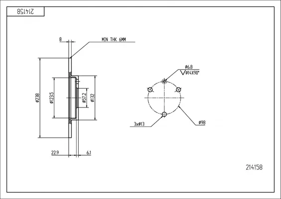 BRZ.KOTOUČ /P/ CITROEN AX -91 238/8/6 HART 214158