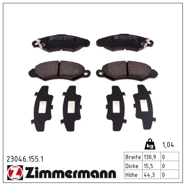 Sada brzdových destiček, kotoučová brzda ZIMMERMANN 23046.155.1