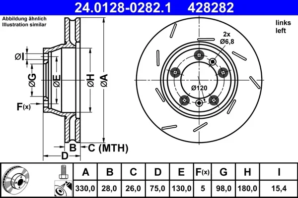 Brzdový kotouč ATE 24.0128-0282.1