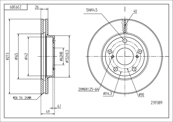 BRZ.KOTOUČ /P/AURIS 1.4 D4D 07- HART 239389 BRZ.KOTOUČ /P/AURIS 1.4 D4D 07- HART 239389