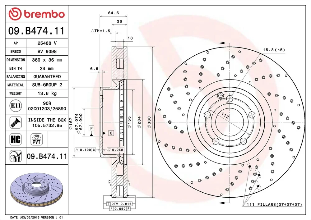 Brzdový kotouč BREMBO 09.B474.11