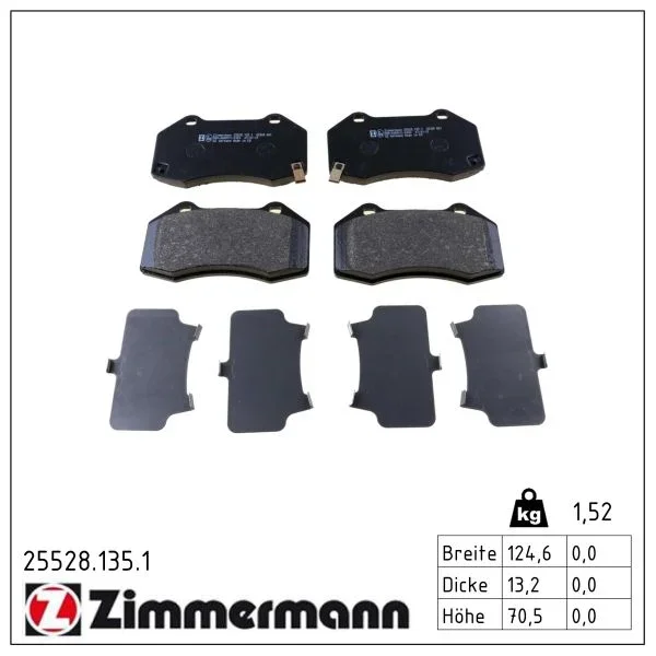 Sada brzdových destiček, kotoučová brzda ZIMMERMANN 25528.135.1