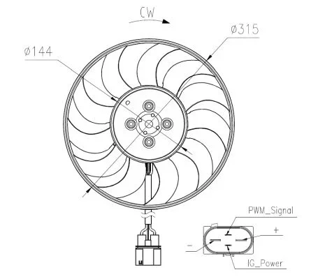 Větrák, chlazení motoru NRF 47970 – OE 3Q0959455C