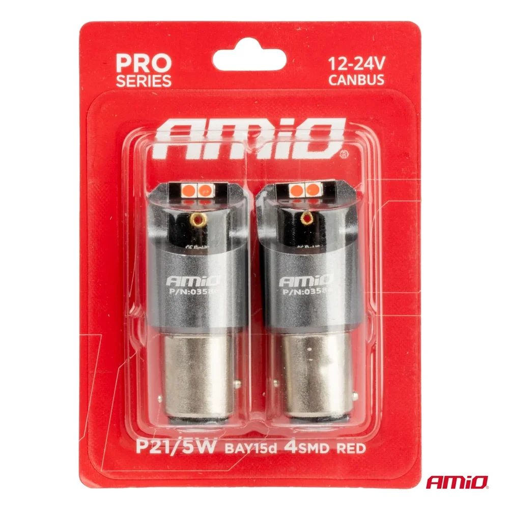 LED CANBUS PRO series BAY15D P21/5W 4x3030 SMD Red 12/24V AMIO-03586 - Obrázek 4