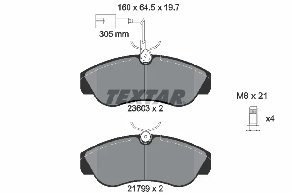 Sada brzdových destiček, kotoučová brzda TEXTAR 2360301