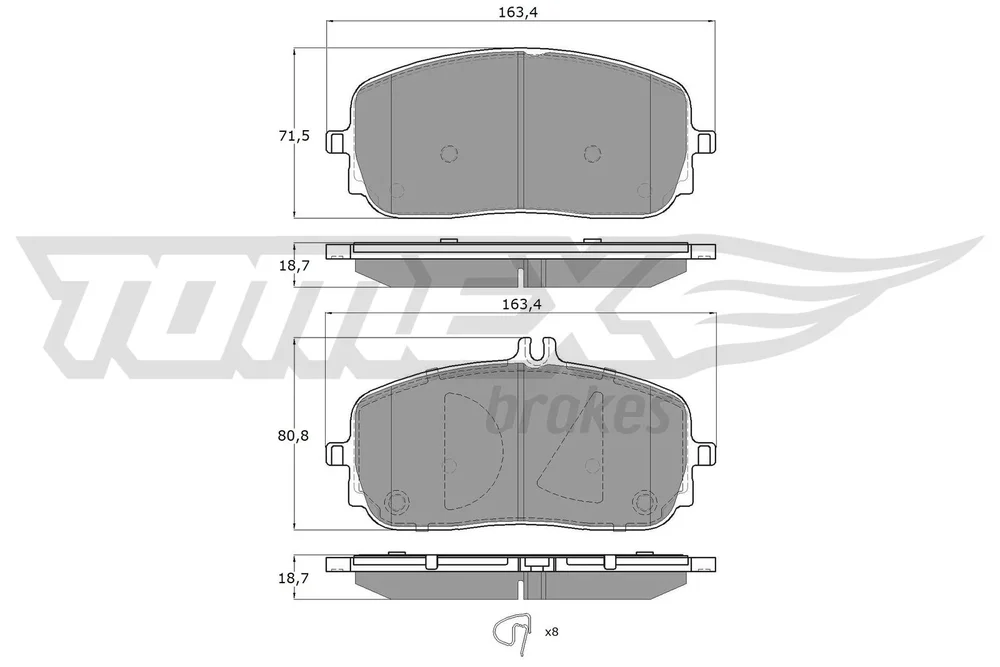 Sada brzdových destiček, kotoučová brzda Tomex Brakes TX19-71