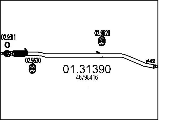 Predni tlumic vyfuku MTS 01.31390 – OE 46798416