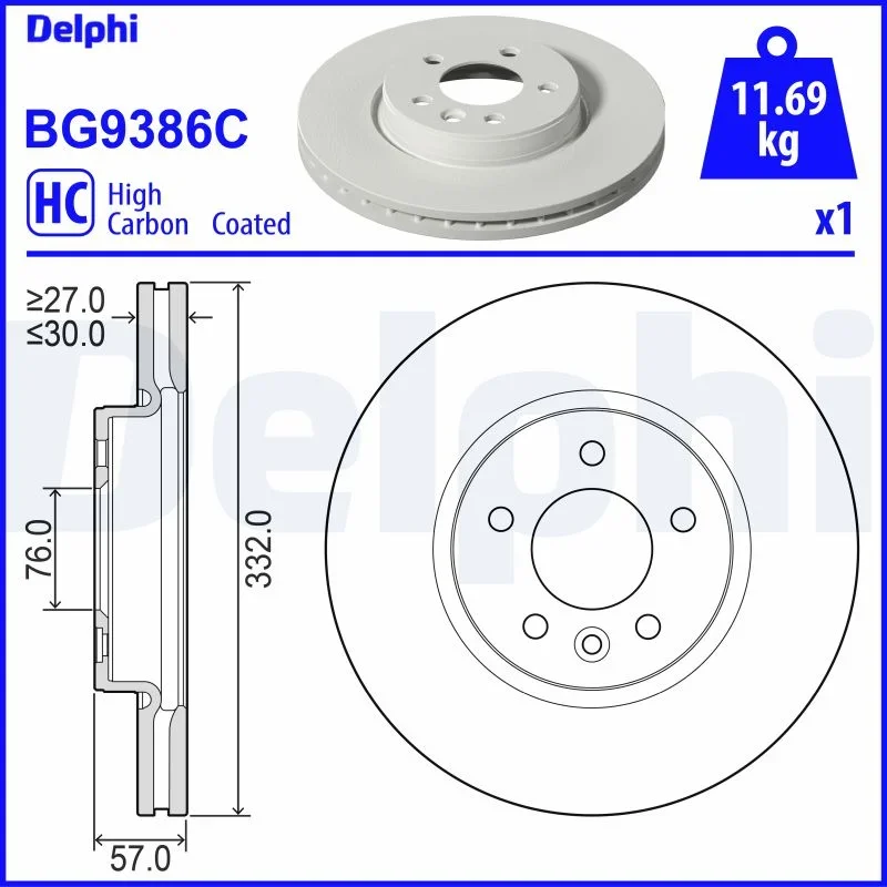 Brzdový kotouč DELPHI BG9386C – OE 2H6615301