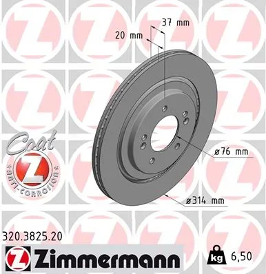 Brzdový kotouč ZIMMERMANN 320.3825.20 – OE 58411-D4750