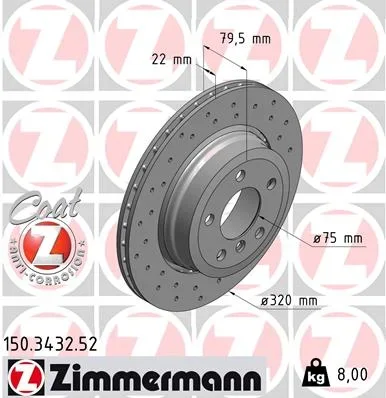 Brzdový kotouč ZIMMERMANN 150.3432.52 – OE 34213332217