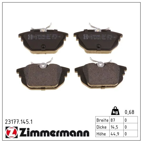 Sada brzdových destiček, kotoučová brzda ZIMMERMANN 23177.145.1