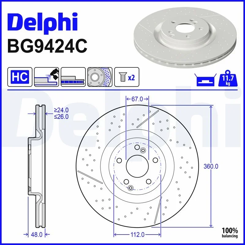 Brzdový kotouč DELPHI BG9424C