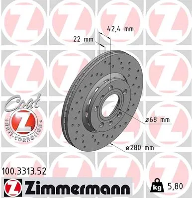 Brzdový kotouč ZIMMERMANN 100.3313.52