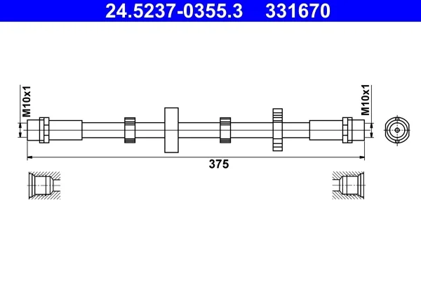 Brzdová hadice ATE 24.5237-0355.3 – OE 7D0611701A Brzdová hadice ATE 24.5237-0355.3 – OE 7D0611701A